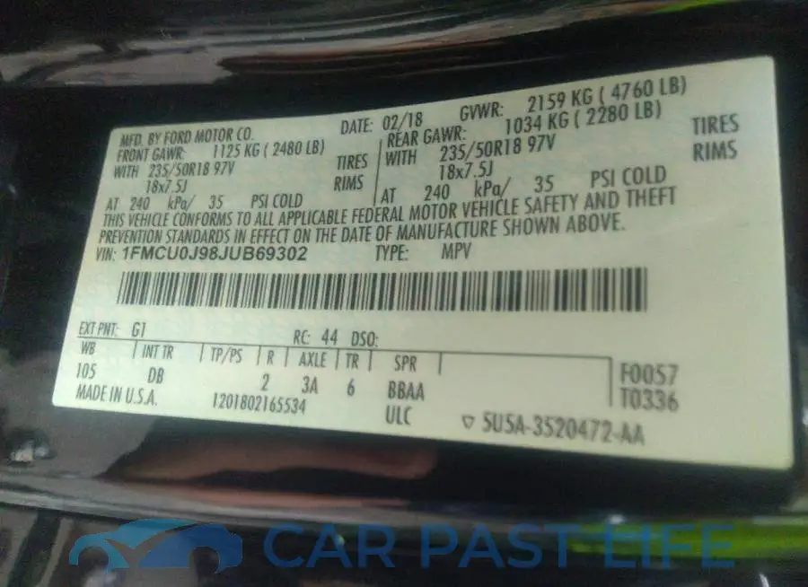 1FMCU0J98JUB69302# 9