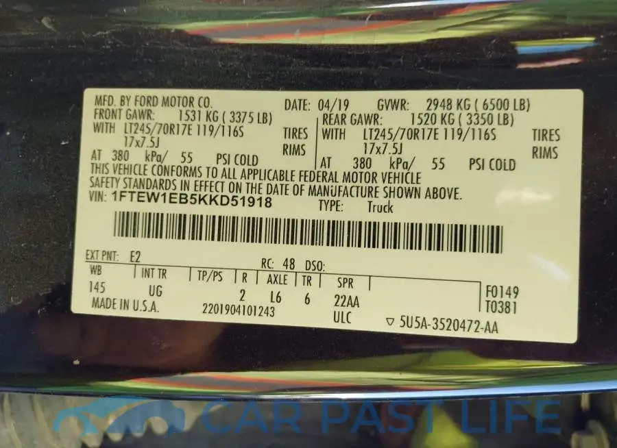 1FTEW1EB5KKD51918# 9