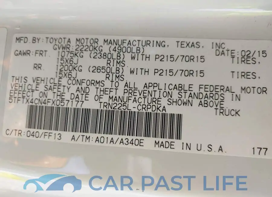 5TFTX4CN4FX057177# 9
