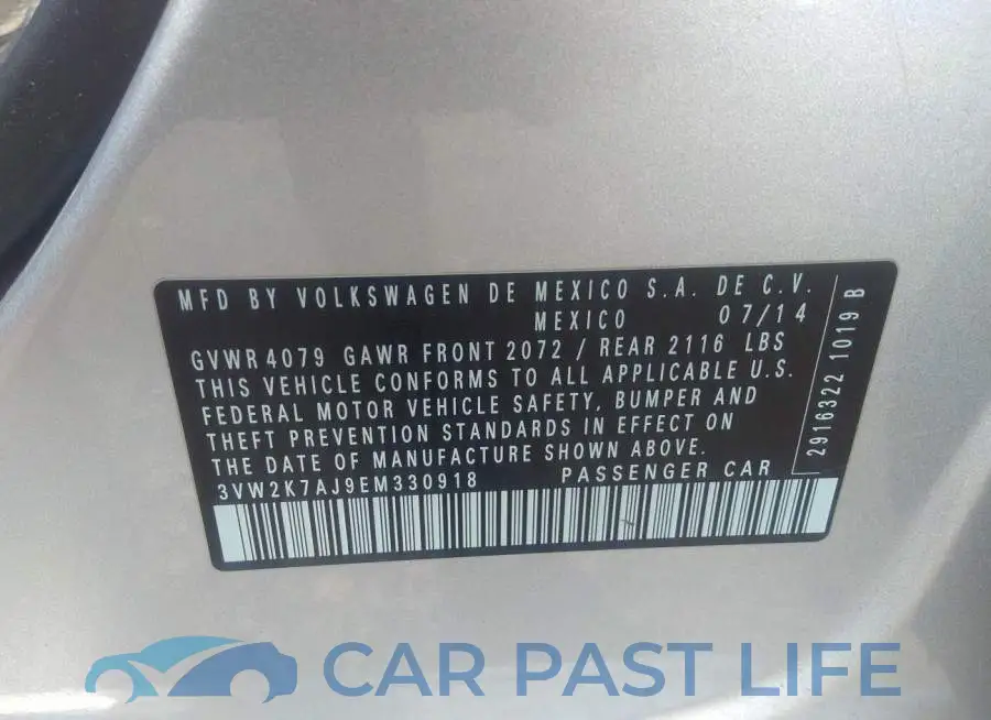 3VW2K7AJ9EM330918# 9