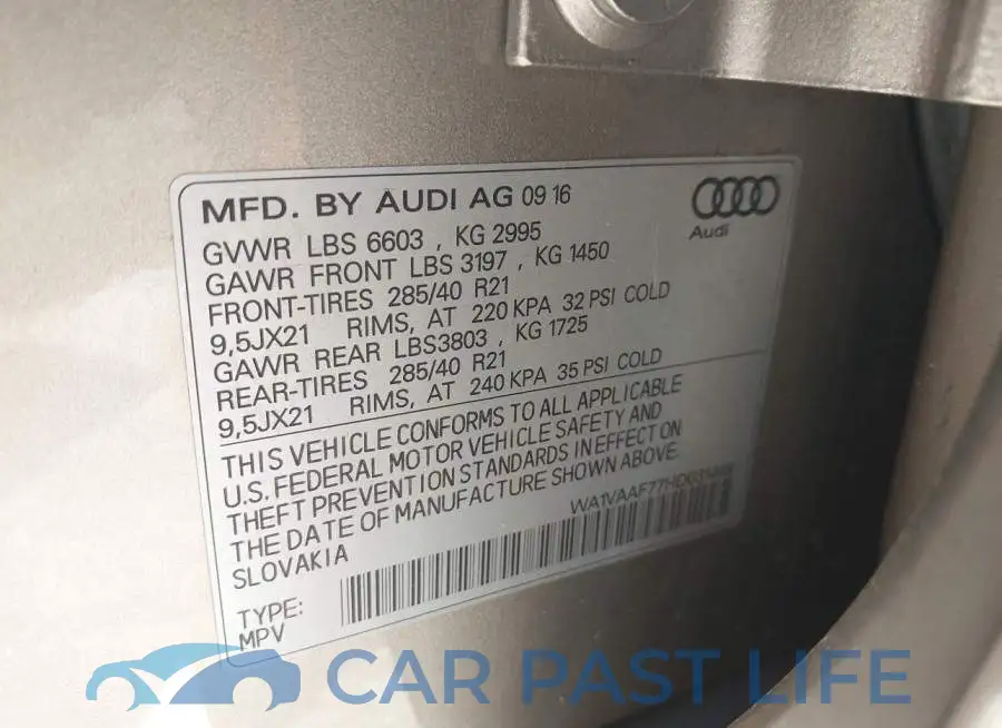 WA1VAAF77HD031449# 9