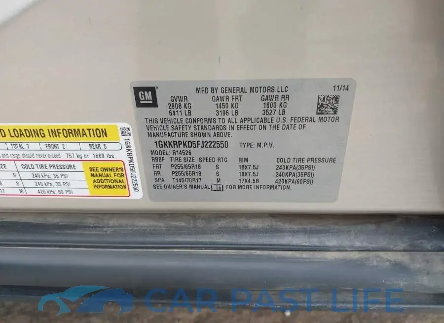 1GKKRPKD5FJ222550# 9