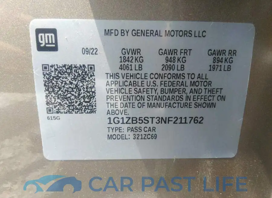 1G1ZB5ST3NF211762# 9