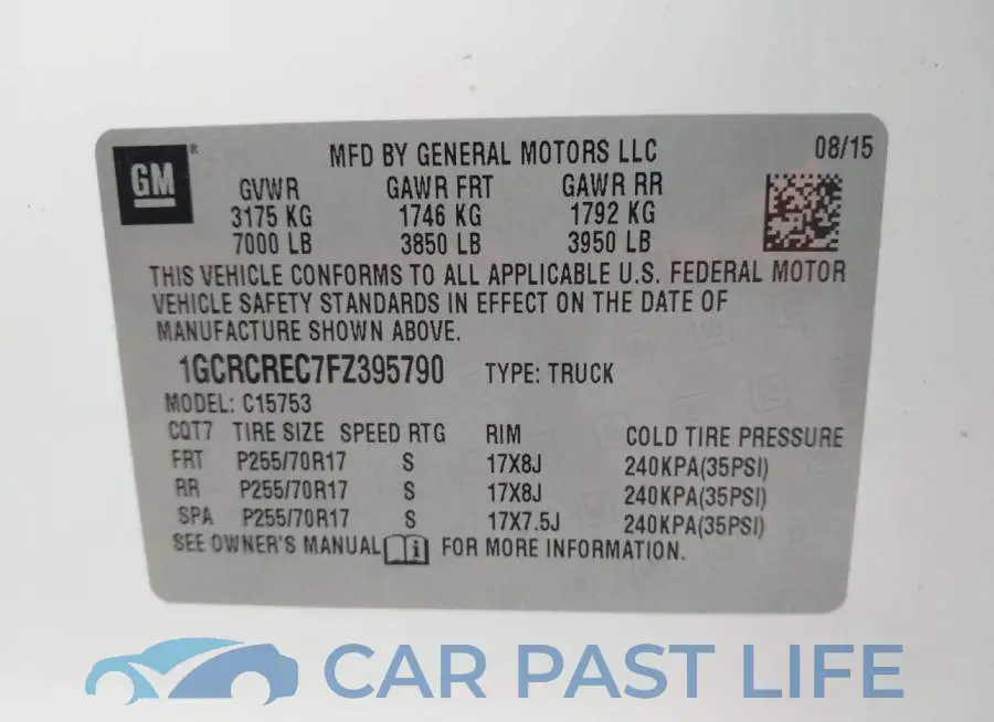 1GCRCREC7FZ395790# 9