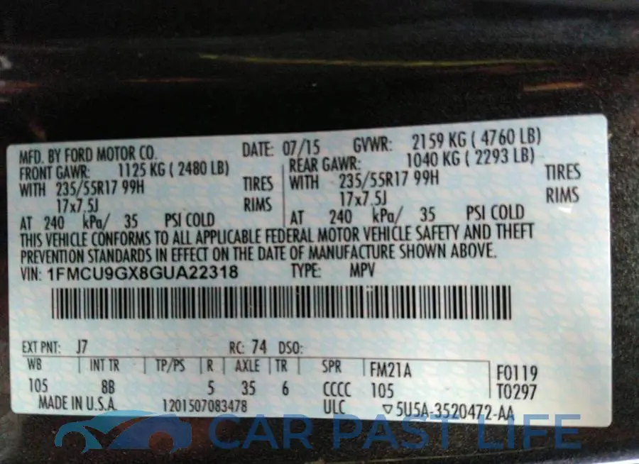 1FMCU9GX8GUA22318# 9