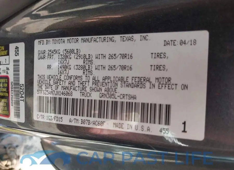 5TFSZ5AN7JX146068# 9