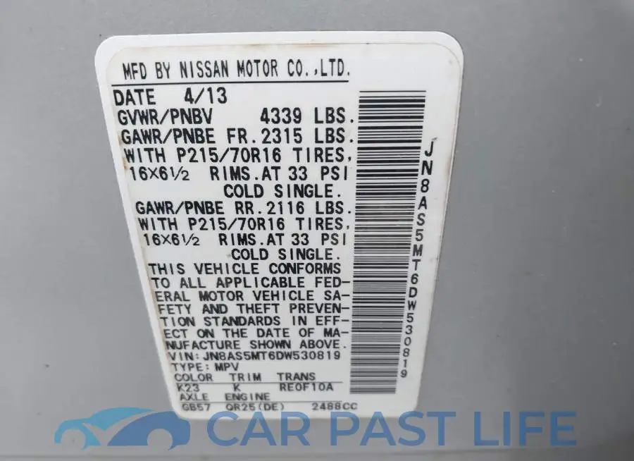 JN8AS5MT6DW530819# 9