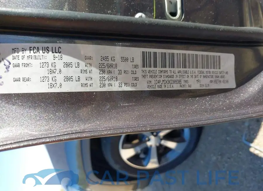 1C4PJMDX3KD309385# 9