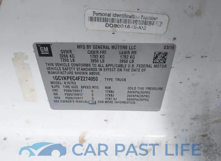 1GCVKPEC4FZ274950# 9