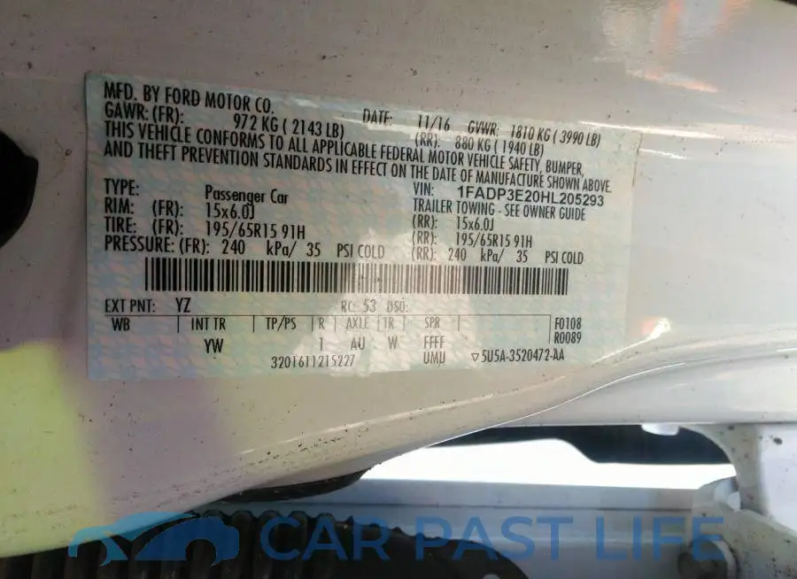 1FADP3E20HL205293# 9