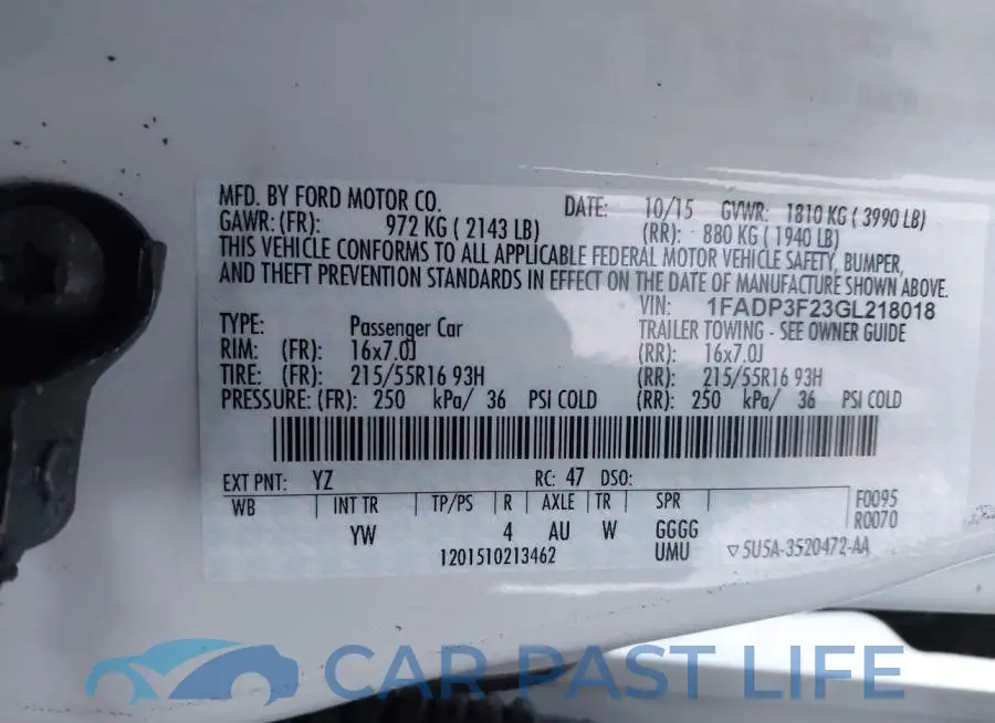 1FADP3F23GL218018# 9