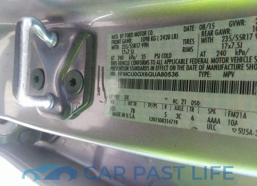 1FMCU0GX6GUA80536# 9