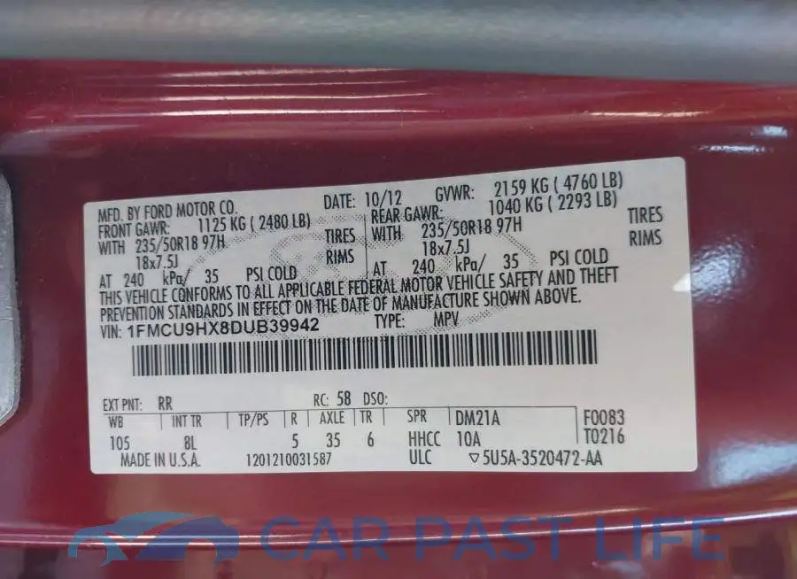 1FMCU9HX8DUB39942# 9