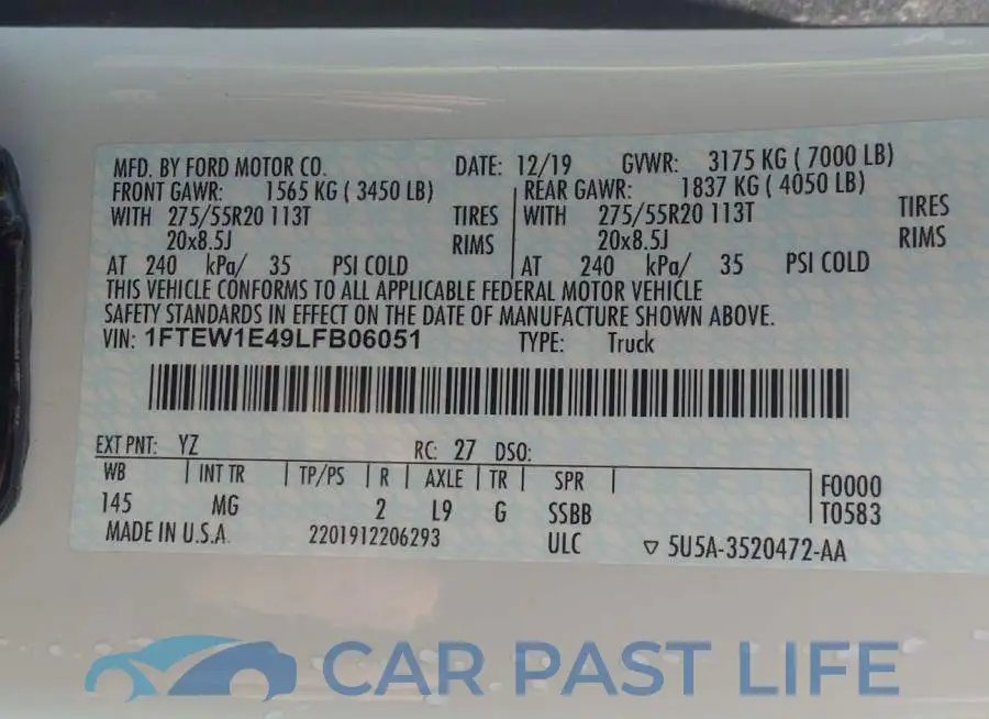 1FTEW1E49LFB06051# 9