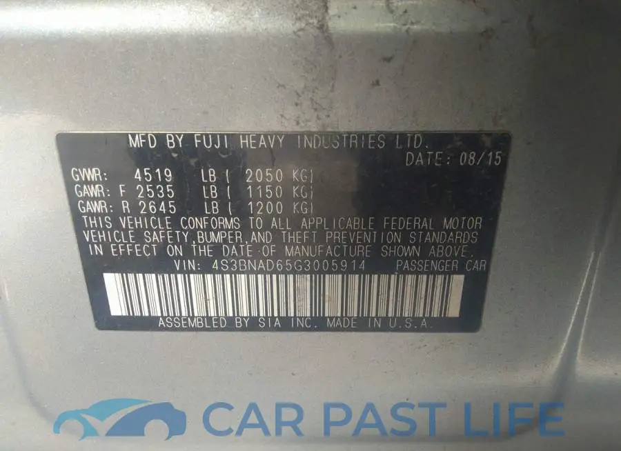 4S3BNAD65G3005914# 9