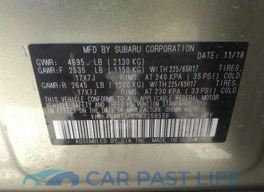 4S4BSAHC2K3258556# 9