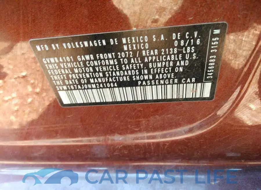 3VW167AJ0HM241064# 9