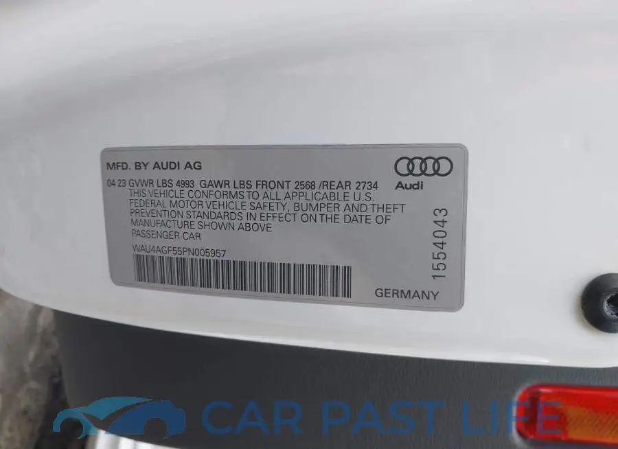 WAU4AGF55PN005957# 9