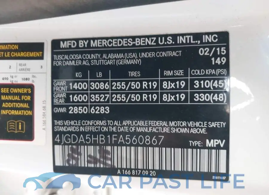 4JGDA5HB1FA560867# 9