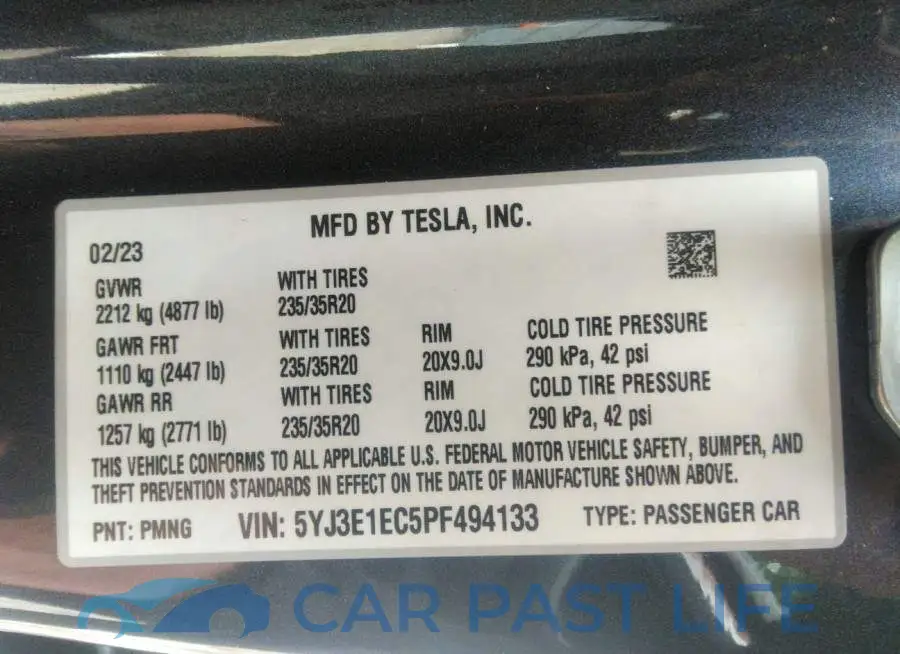 5YJ3E1EC5PF494133# 9