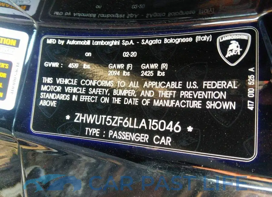 ZHWUT5ZF6LLA15046# 9