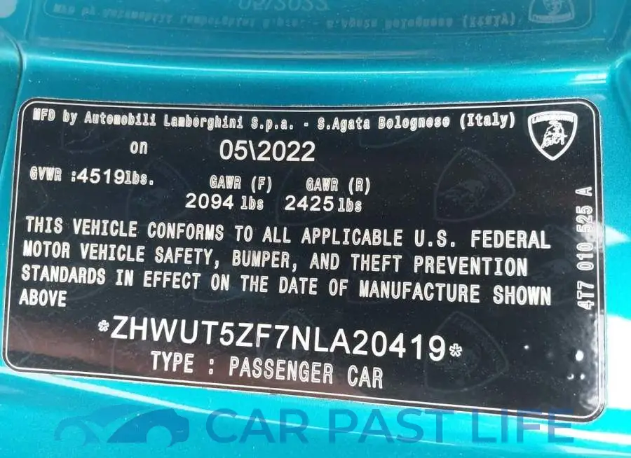 ZHWUT5ZF7NLA20419# 9