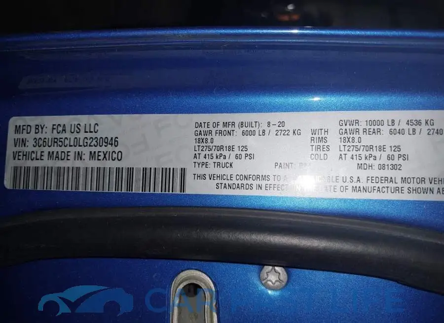 3C6UR5CL0LG230946# 9