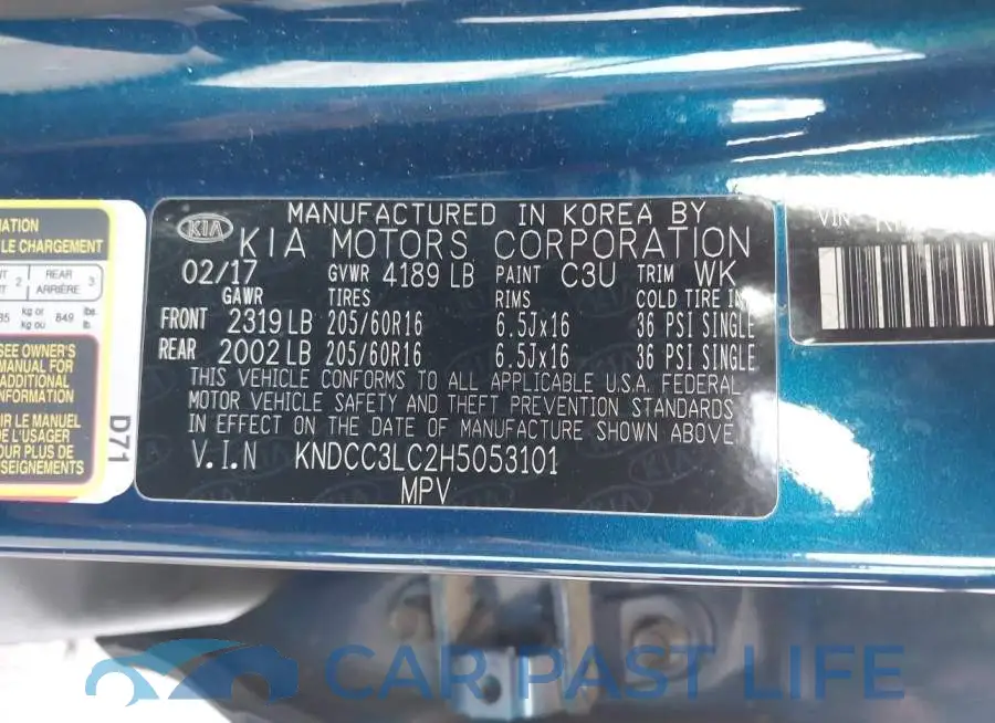 KNDCC3LC2H5053101# 9