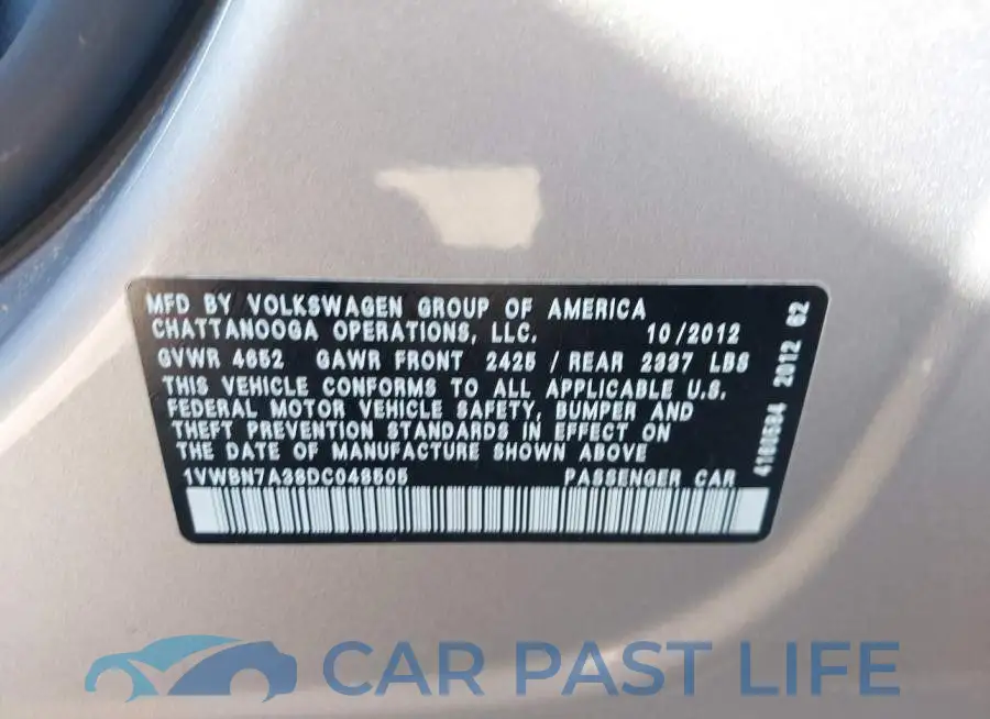 1VWBN7A38DC048505# 9