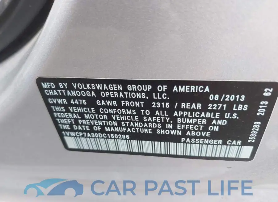 1VWCP7A30DC150296# 9