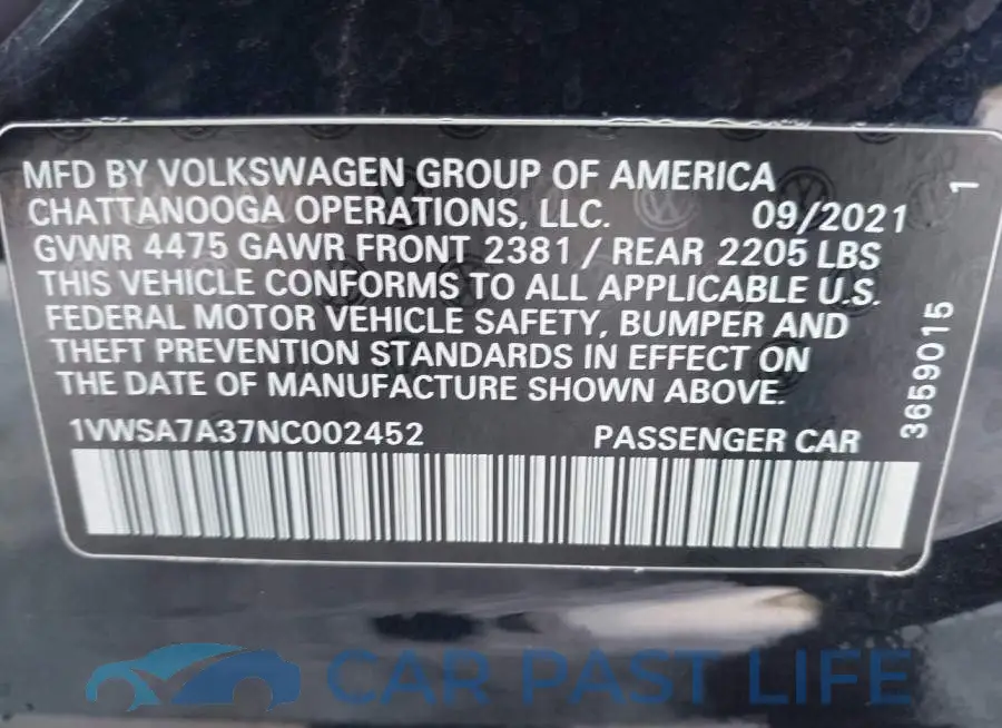 1VWSA7A37NC002452# 9