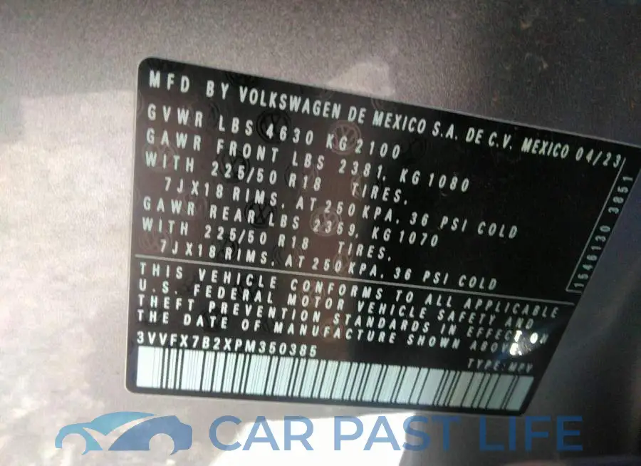 3VVFX7B2XPM350385# 9
