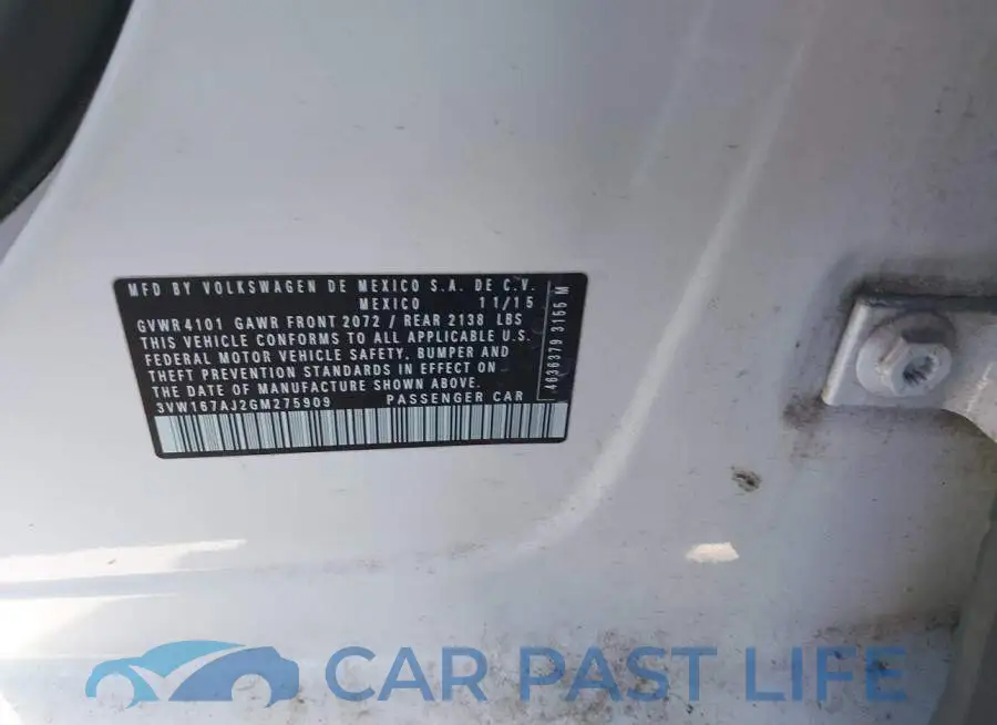 3VW167AJ2GM275909# 9
