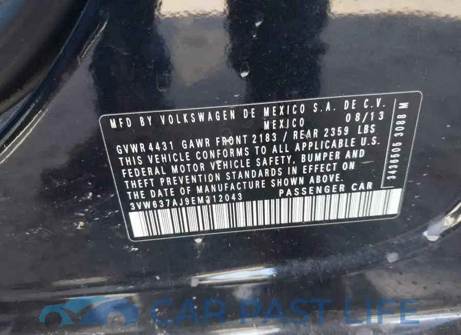 3VW637AJ9EM212043# 9