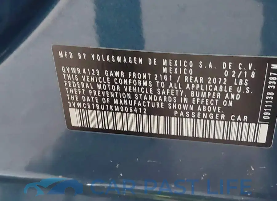 3VWC57BU7KM005412# 9