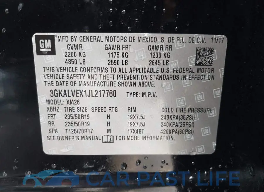 3GKALVEX1JL217760# 9