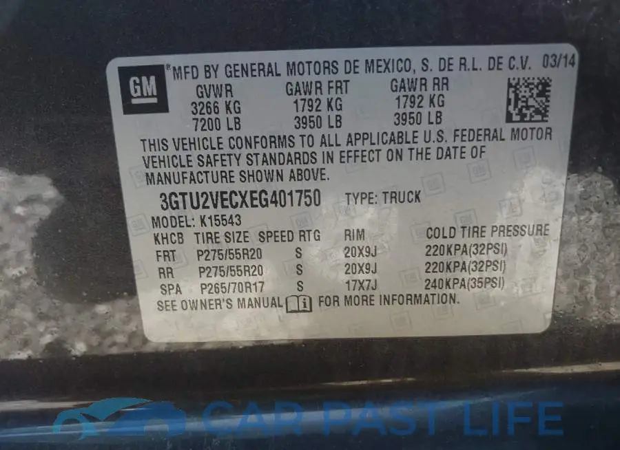 3GTU2VECXEG401750# 9