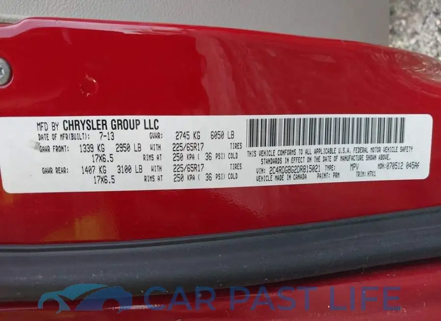 2C4RDGBG2DR815021# 9