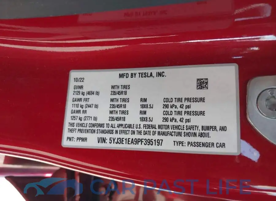 5YJ3E1EA9PF395197# 9