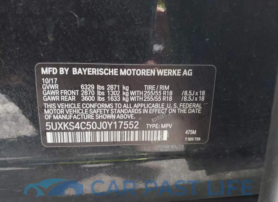 5UXKS4C50J0Y17552# 9
