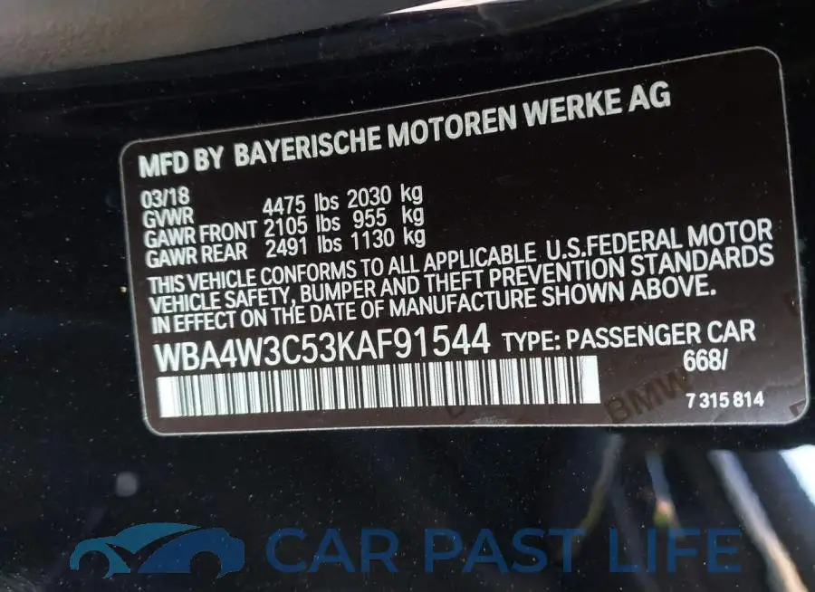 WBA4W3C53KAF91544# 9