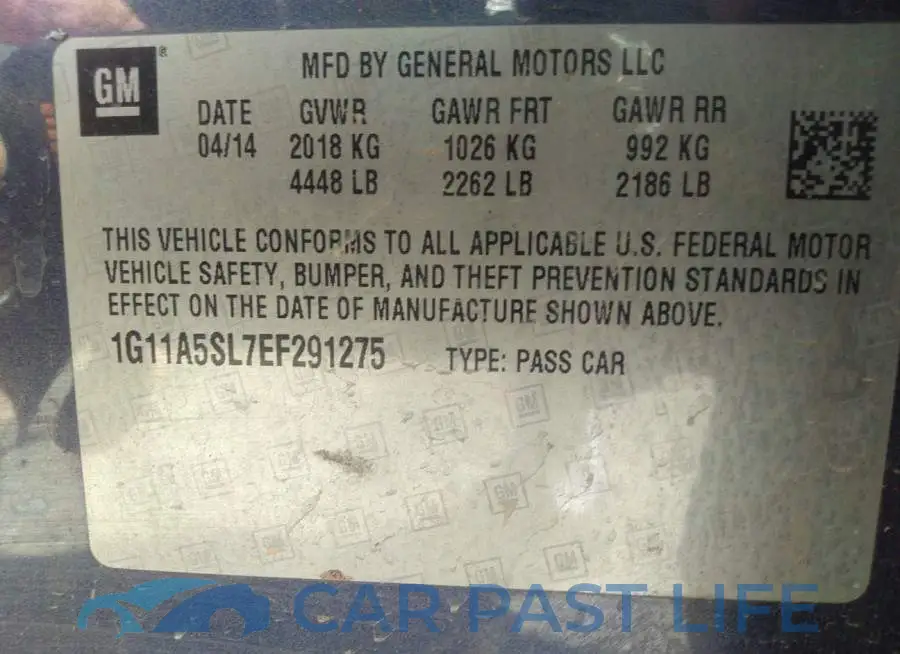 1G11A5SL7EF291275# 9