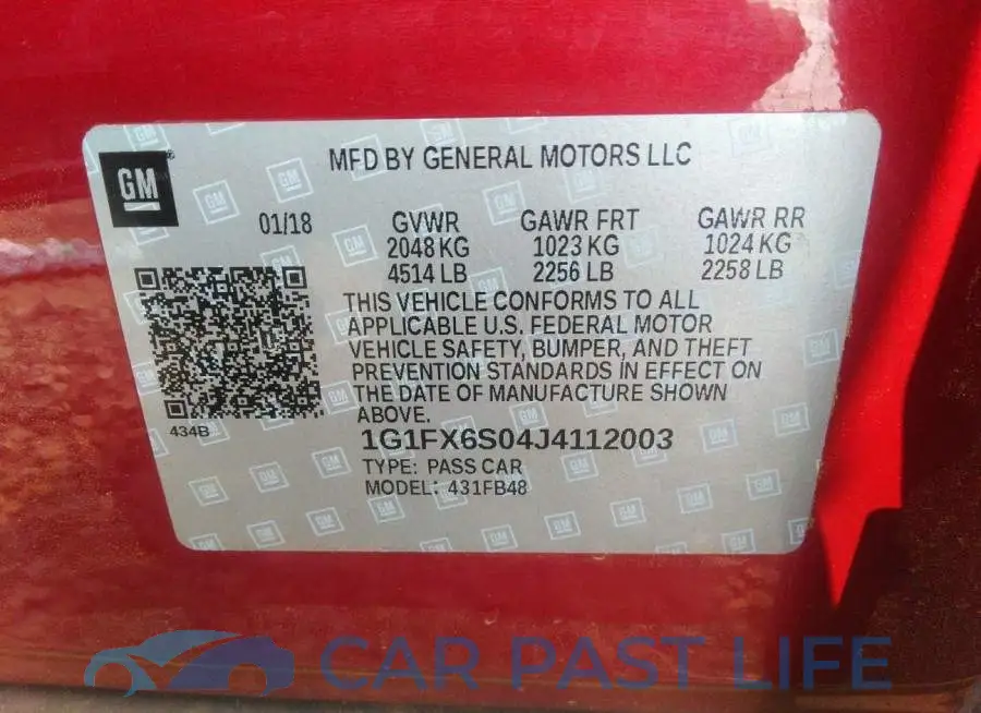 1G1FX6S04J4112003# 9