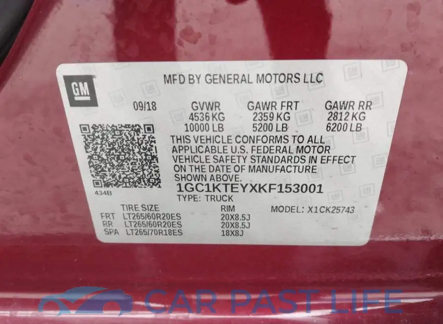 1GC1KTEYXKF153001# 9
