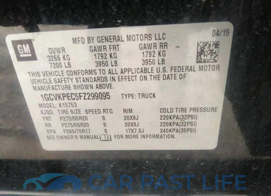 1GCVKPEC5FZ299095# 9