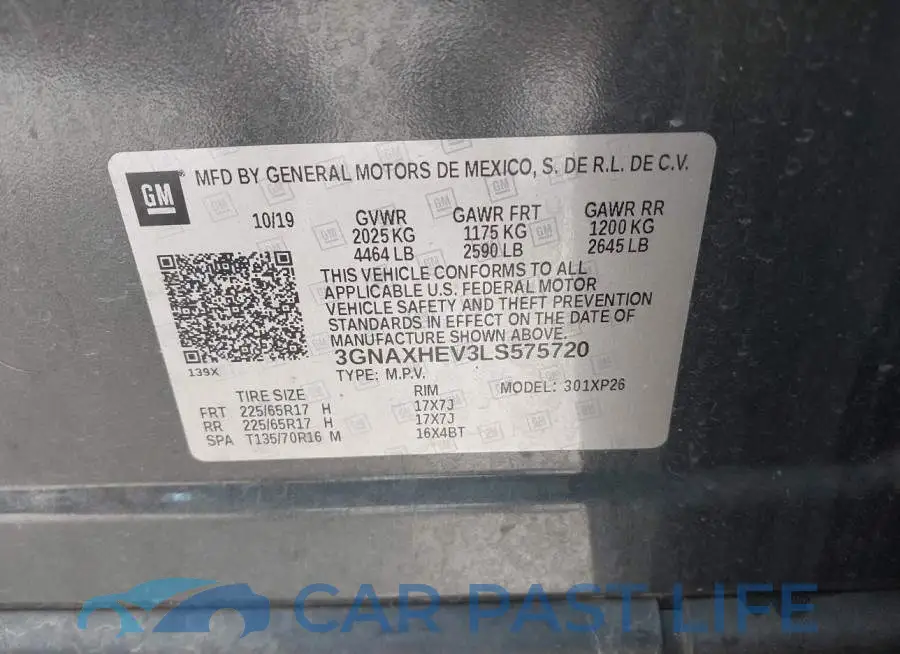 3GNAXHEV3LS575720# 9