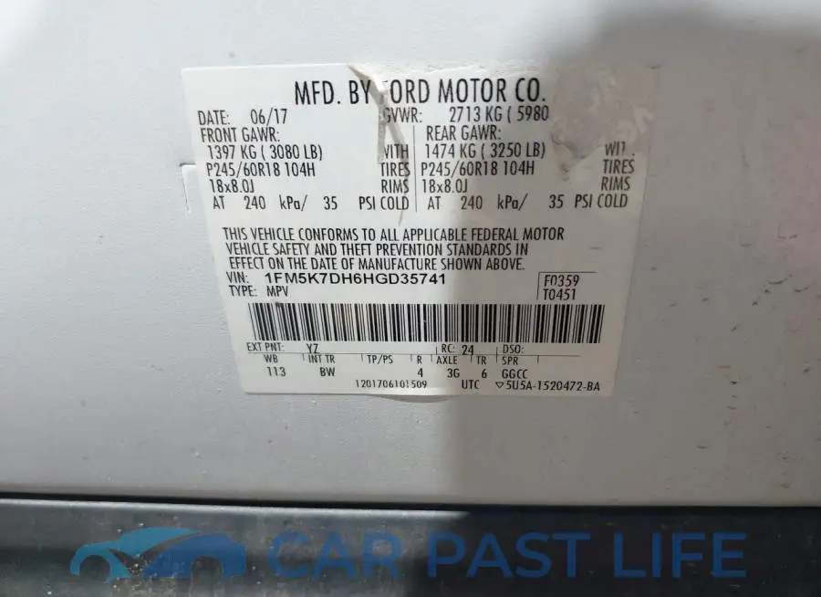 1FM5K7DH6HGD35741# 9