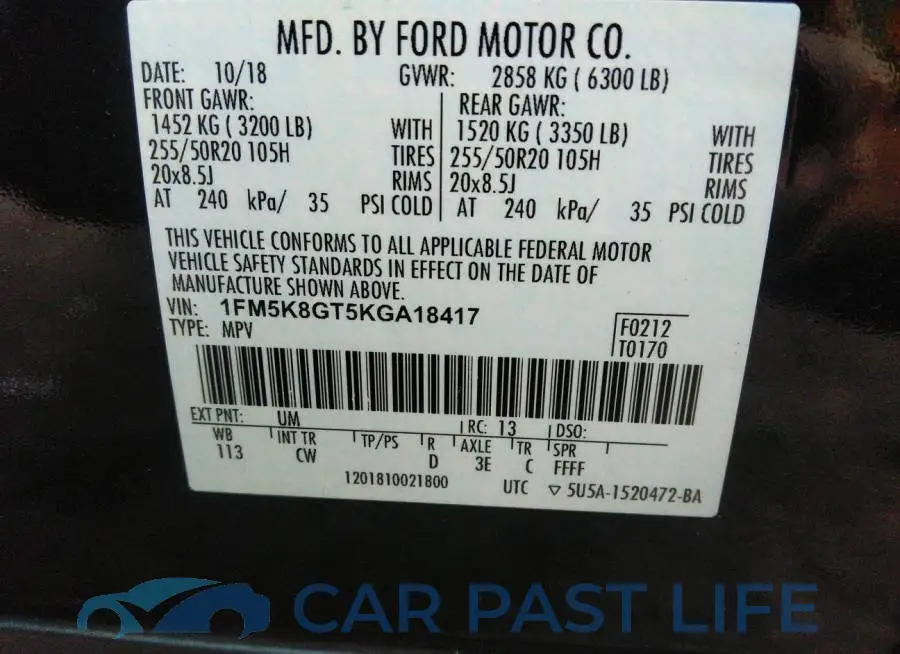 1FM5K8GT5KGA18417# 9