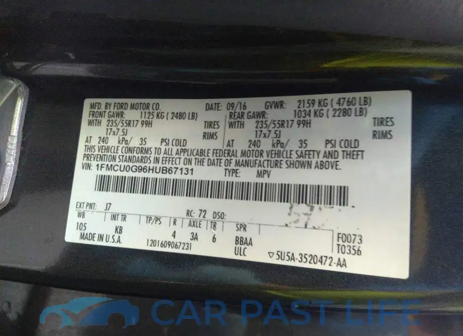 1FMCU0G96HUB67131# 9