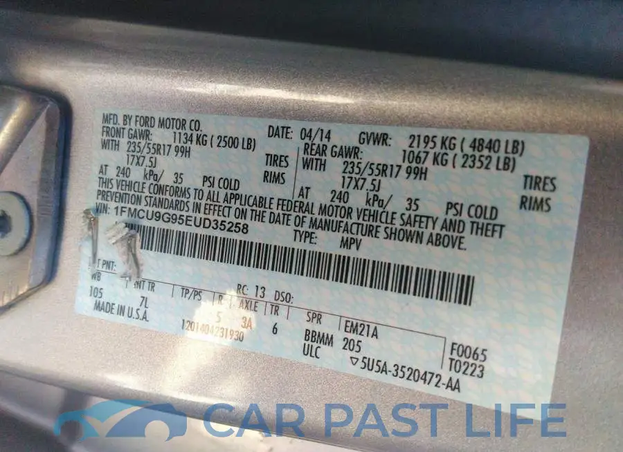 1FMCU9G95EUD35258# 9